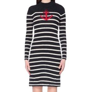 NWT Isabel Marant Etoile Earl anchor embroidered striped knit sweater dress